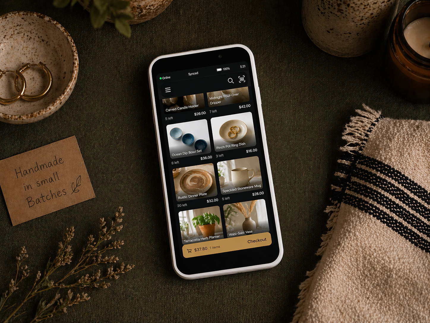 OneTill device on a market table — the only device you need